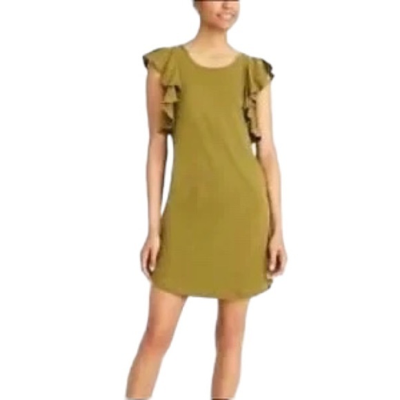 J Crew Factory Ruffled Shoulder T-Shirt Dress - Picture 1 of 9
